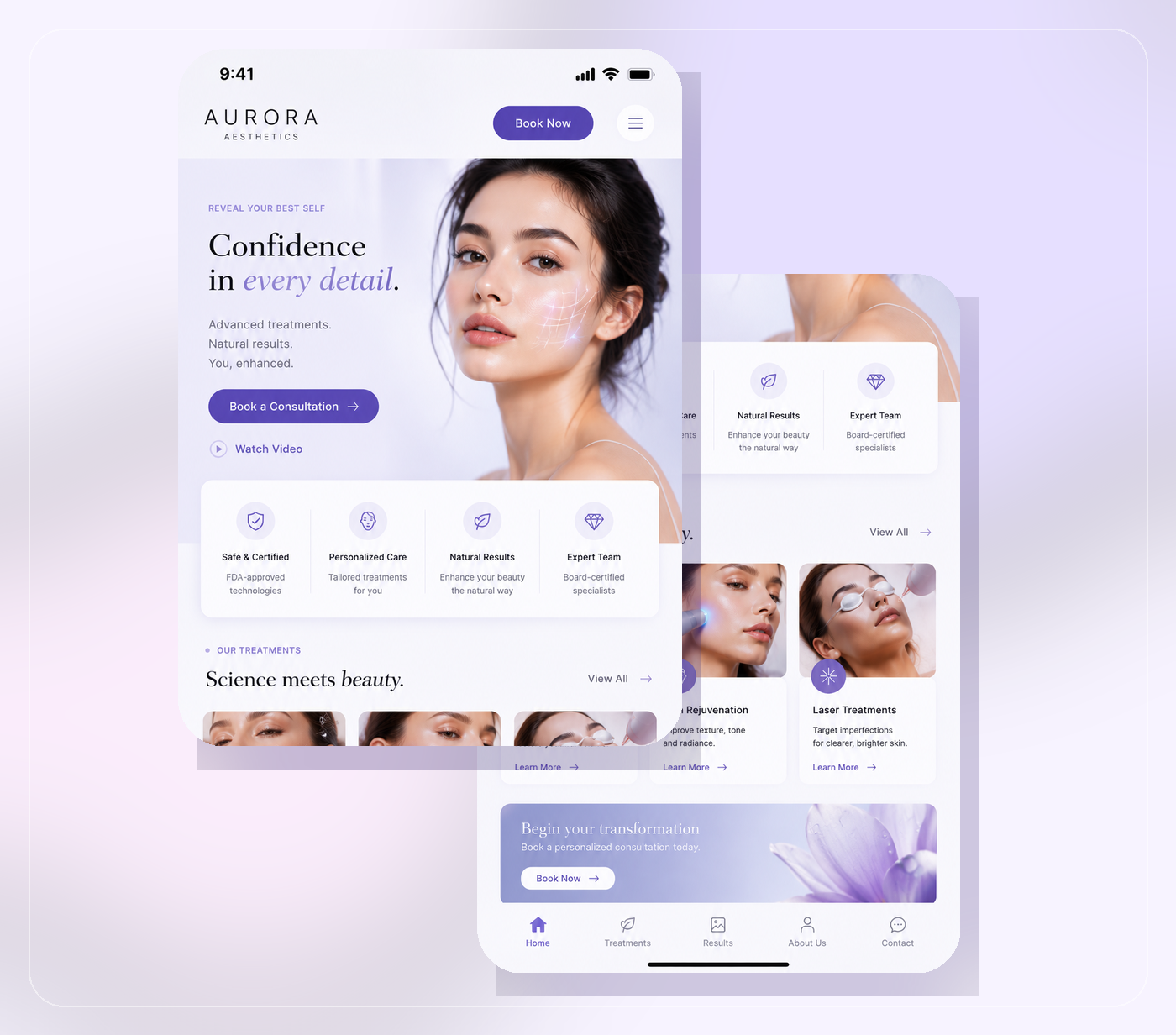 Aurora aesthetics mobile website layered case preview
